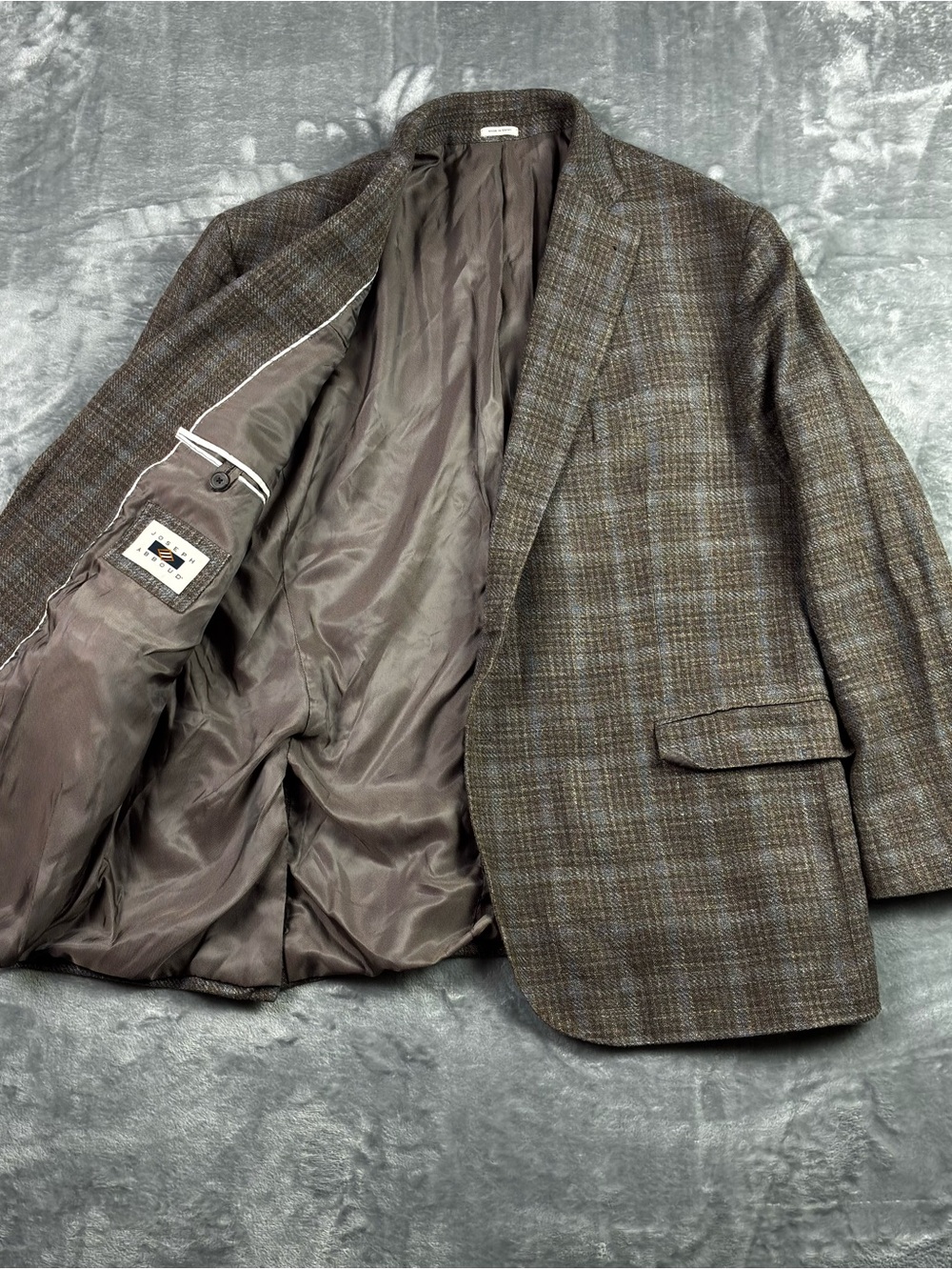 Joseph Abboud Heritage E. Thomas Blazer 50R WOOL SILK LINEN Plaid Coat Jacket